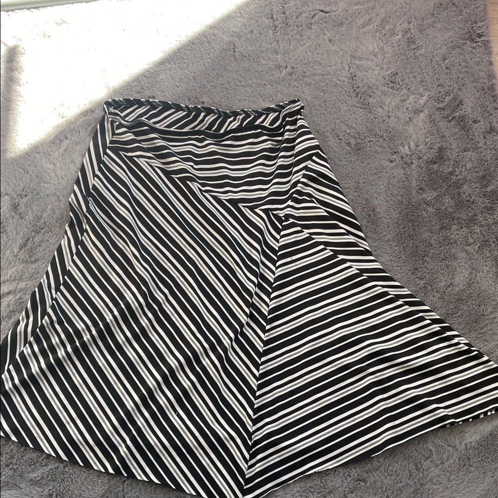 A. Byer Black & White Striped A-Line Skirt
